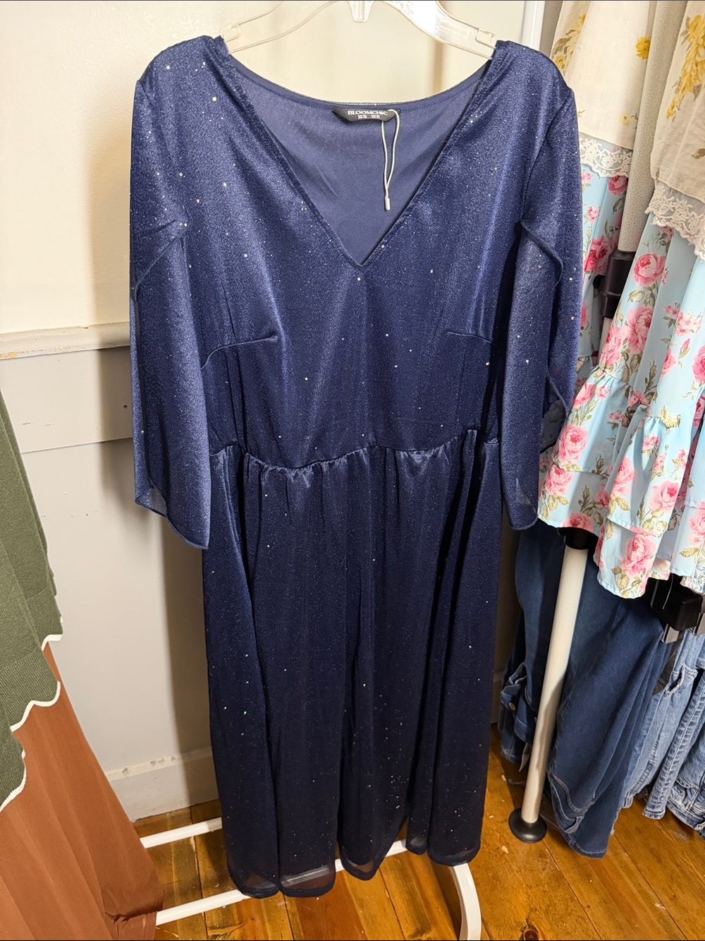 BloomChic Navy Blue Sparkle Maxi Dress